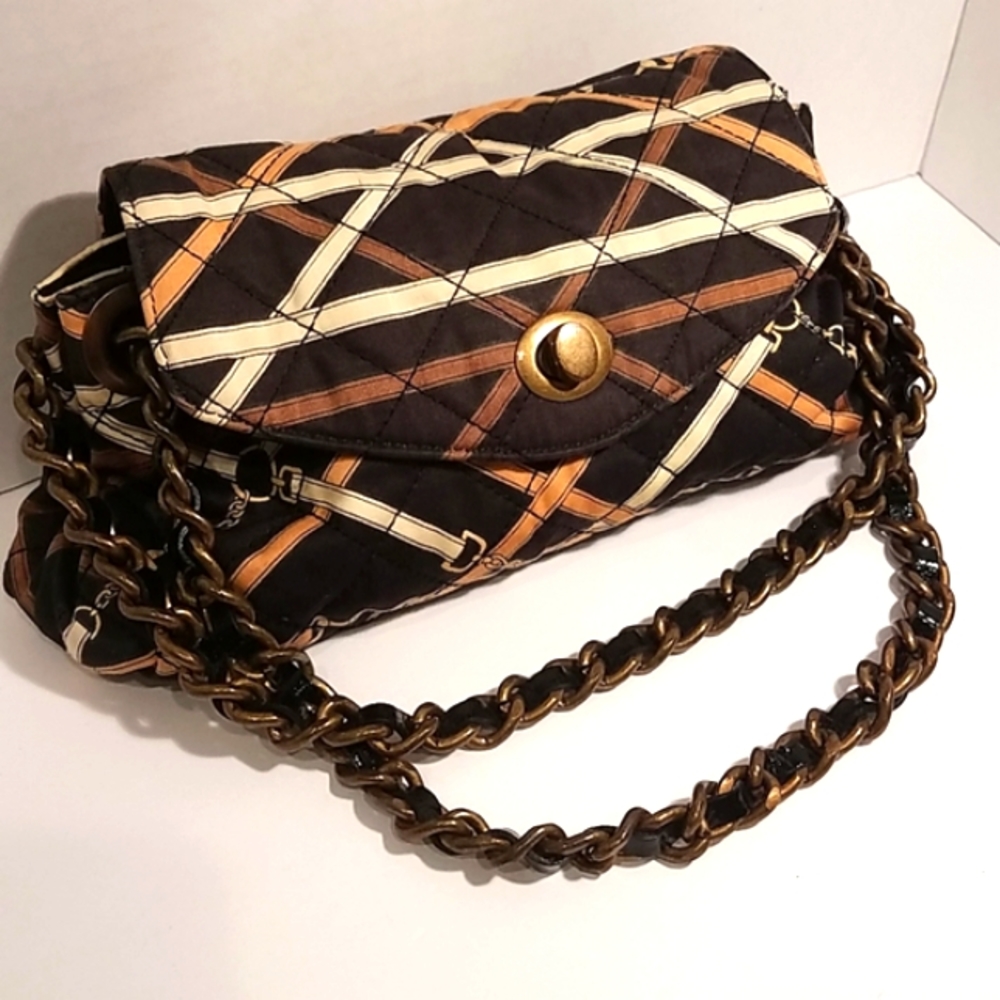 Talbots Quilted Purse w/ Chain Strap and Black Leather Trim